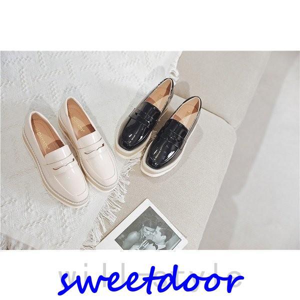 厚底ローファースリッポンオルチャンストリートきれいめエナメル