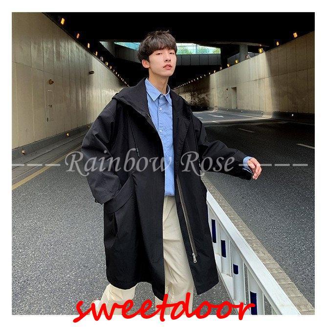 トレンチコート メンズ 大きいサイズ ポケット付き 膝丈 トップス