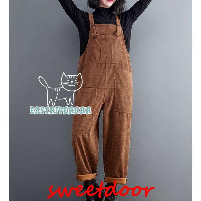 オーバーオール カジュアル レディース 冬 コーデュロイ 暖か