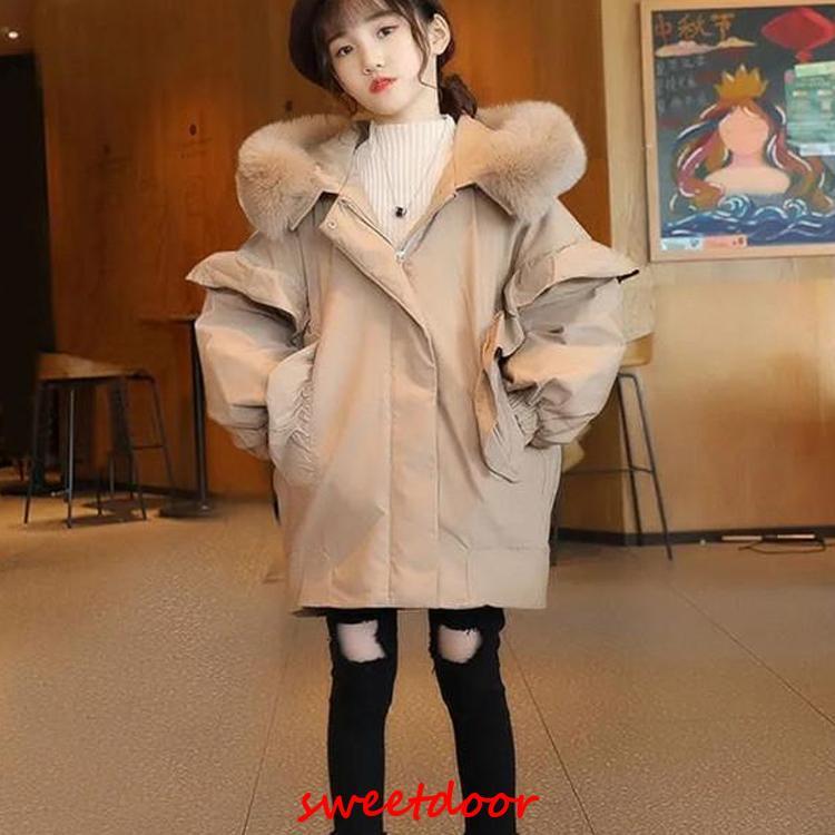 女の子 キッズ モッズコート 裏起毛 子供 毛皮コート ファーコート