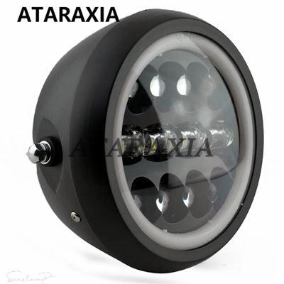 互換品 ハーレー 7.5インチバイクLEDヘッドライトHI/LOヘッドランプバルブ DRL エンジェルリング付き ハーレースポーツスターカフェレーサーボバー用 ア_7