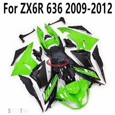 互換品 カワサキ バイク用フェアリング ZX6R ZX 6R 2009年-2010年-2011年-2012年用 636 インジェクション 明緑色黒ストライプ フルキット ボディワーク_4