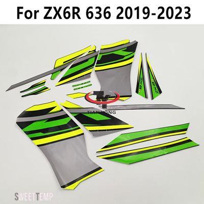 互換品 カワサキ グリーン イエロー グレー ストライプ プリント シルクスクリーン アップリケ ZX6R ZX 6R 636 2019-2020-2021-2022-2023 デカール ステ