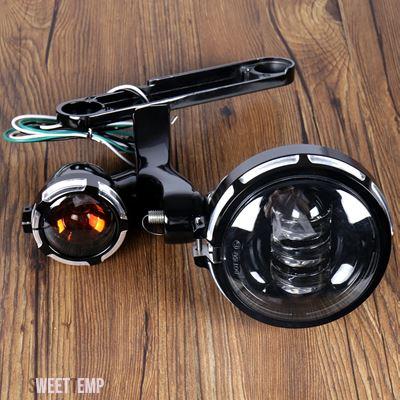 互換品 ハーレー 光沢ブラックバーストLED補助ライトブラケット 用ツーリングストリートグライド2014-2023モデル_1