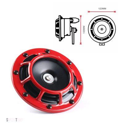 互換品 バイク パーツ 2個 12V 115dB ヘラ社製 超大音量コンパクト電動ブラストトーンエアホーンキット オートバイ用 車用 赤/黒_5