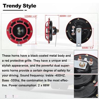 互換品 バイク パーツ PQY - オートバイ用 自動車用 2個 12V 115DB 超大音量 コンパクト 電動ブラストトーン エアホーンキット PQY-LB31_3