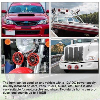 互換品 バイク パーツ PQY - オートバイ用 自動車用 2個 12V 115DB 超大音量 コンパクト 電動ブラストトーン エアホーンキット PQY-LB31_4