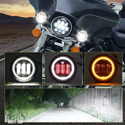 ブランド登録なし - 取り替えっこ品 FLHR LEDフォグランプ かばい立てともし火 イエローターンシグナルランプ付き添い人 ハーレー ダビッドソン 4.5\" 自動二輪車用 古典派音楽 ロードキング用"