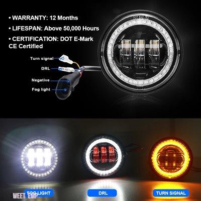 ブランド登録なし - 取り替えっこ品 FLHR LEDフォグランプ かばい立てともし火 イエローターンシグナルランプ付き添い人 ハーレー ダビッドソン 4.5\" 自動二輪車用 古典派音楽 ロードキング用"
