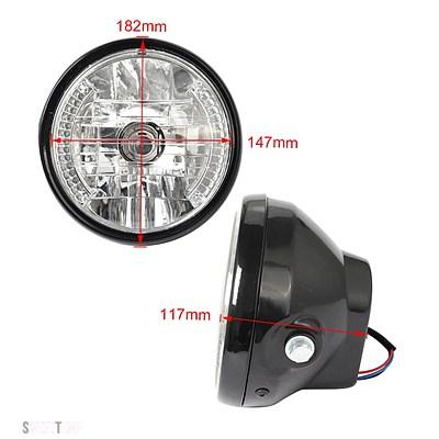 互換品 ブラック汎用  7 \"12V ヘッドライトウィンカーライトラウンドヘッドランプハーレーボバーホンダ ヤマハカワサキカフェレーサー"_2