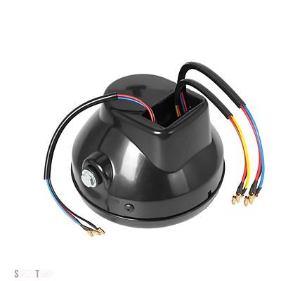 互換品 ブラック汎用  7 \"12V ヘッドライトウィンカーライトラウンドヘッドランプハーレーボバーホンダ ヤマハカワサキカフェレーサー"_3