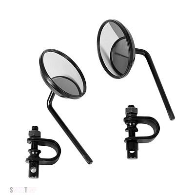 互換品 ペアハンドルバーバックミラーラウンド凸クリップオン 22-25 MM黒レトロハーレーホンダ チョッパークルーザーカフェレーサー_4