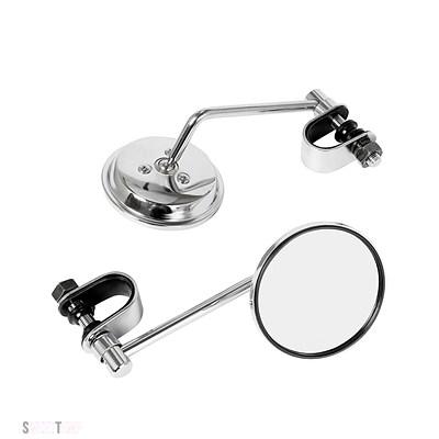 互換品 ペアハンドルバーバックミラーラウンド凸クリップオン 22-25 MM黒レトロハーレーホンダ チョッパークルーザーカフェレーサー_5