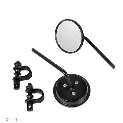 互換品 ペアハンドルバーバックミラーラウンド凸クリップオン 22-25 MM黒レトロハーレーホンダ チョッパークルーザーカフェレーサー_6