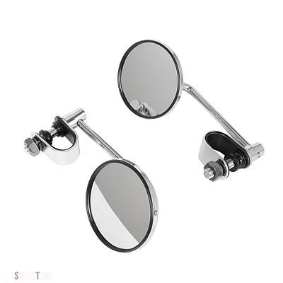 互換品 ペアハンドルバーバックミラーラウンド凸クリップオン 22-25 MM黒レトロハーレーホンダ チョッパークルーザーカフェレーサー_7