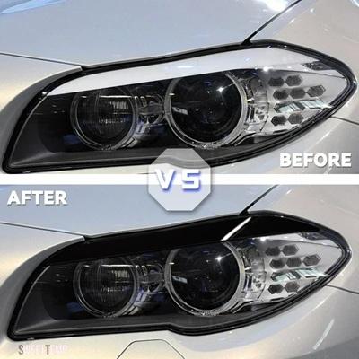 互換品 BMW 5 シリーズ F10 F11 初期 2011-2014 光沢黒フロントヘッドライトカバーガーニッシュストリップアイブロウカバートリムステッカー_3