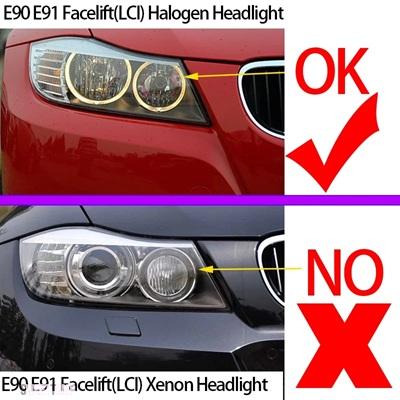 互換品 BMW 60 ワットエラーフリー LED エンジェルアイズマーカーライト電球ホワイト 3 シリーズ E90 E91 LCI フェイスリフトハロゲンヘッドライト 2009 2_2
