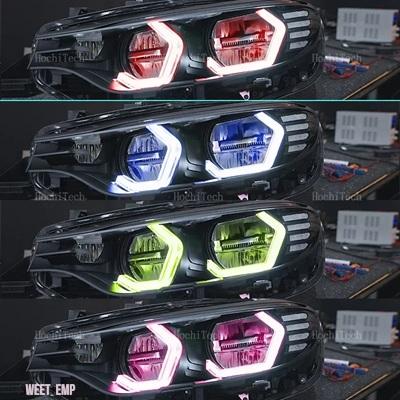 互換品 BMW RGB マルチカラー M4 スタイルライトリングアプリ制御 DRL LED エンジェルアイズキット 4 シリーズ F32 F33 F36 F82 F83 M4 2013-2019_5