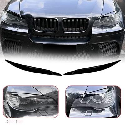 互換品 BMW ペアフロントヘッドライトアイブロウまぶたトリムステッカーカバー X6 E71 E72 2008 2009 2010 2011 2012-2014 ヘッドランプアイブロウ_6