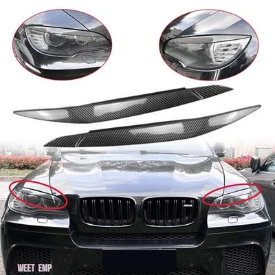 互換品 BMW ペアフロントヘッドライトアイブロウまぶたトリムステッカーカバー X6 E71 E72 2008 2009 2010 2011 2012-2014 ヘッドランプアイブロウ_7