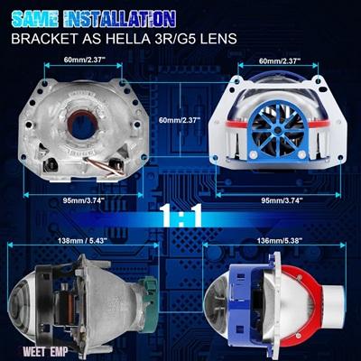 互換品 3 \"バイ LED ヘッドライトレンズ高低ビーム 100 ワット 6000 K LED ライト HELLA 3R G5 ヘッドライトレトロフィット LED プロジェクターレン"_3