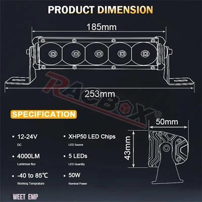 互換品 ジープ 単列 7 \"超スリム LED ライトバーコンボ駆動ワークランプ 12V 24V 4X4 トラック ATV SUV オフロードトラクター防水"_7