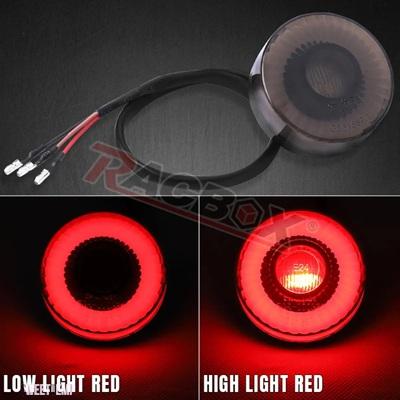 互換品 LED 汎用テールライトレッドスモーキーシェルテールライトブレーキランプ防水 E マーク ATV UTV モトカフェレーサーチョッパーボバー_5