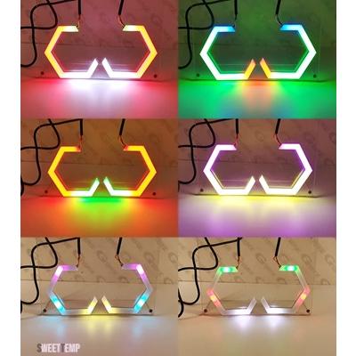 互換品 ホンダ シビック 9TH 10TH 11TH 世代 BT アプリ超高輝度マルチカラー六角六角 RGB LED エンジェルアイズキットハローリングカーアクセサリー_4