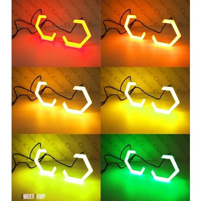 互換品 日産 キャシュカイ デュアリス J10 J11 2010 - 2016 BLUETOOTH アプリダイナミックシーケンシャルマルチカラー RGB LED エンジェルアイズ六角ハロ_4