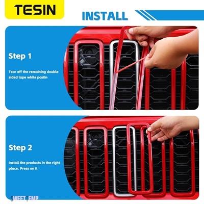 互換品 ジープ ABS  フロントヘッドライトランプレーシンググリル装飾カバー ラングラー JL グラディエーター JT 2024 アップ外装アクセサリー_15