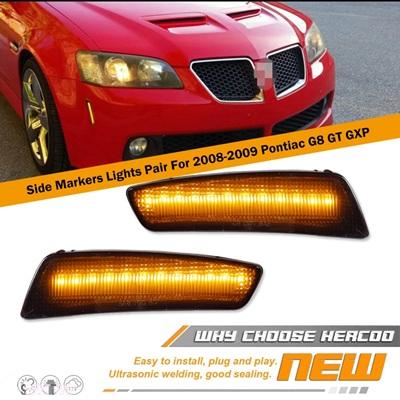 互換品 車パーツ スモークレンズアンバーイエロー LED バンパーサイドマーカーライト 2008-2009 ポンティアック G8 / G8 GT ウィンカーライトランプ 12V T_3