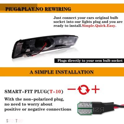 互換品 車パーツ スモークレンズアンバーイエロー LED バンパーサイドマーカーライト 2008-2009 ポンティアック G8 / G8 GT ウィンカーライトランプ 12V T_4
