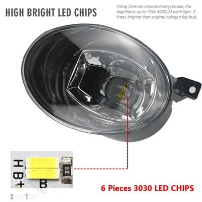 互換品 フォルクスワーゲン VW 2 個 30 ワットフォグランプ DRL デイタイムランニングランプ 9006 12V 車 LED フォグライトアセンブリティグアン  5N_  20_6