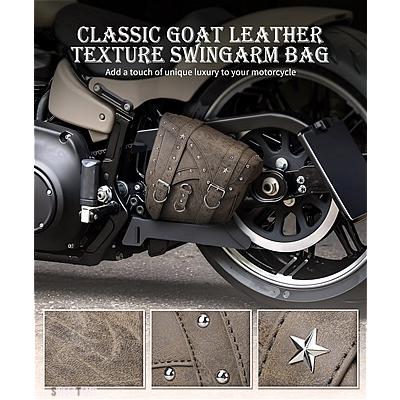 互換品 ハーレー ヴィンテージ PU レザーバイクサドルバッグ ファットボーイ 114 ヘリテージ 2018-2023 防水バイクスイングアームバッグツールストレー_3