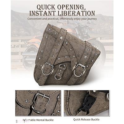 互換品 ハーレー ヴィンテージ PU レザーバイクサドルバッグ ファットボーイ 114 ヘリテージ 2018-2023 防水バイクスイングアームバッグツールストレー_4