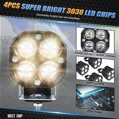 互換品 ヤマハ ラプター 700 700R 700RSE 2013-2023 4 個 3030 LED チップフロントワークライト ATV 超高輝度ビームライト #1PE-F1514-01-00