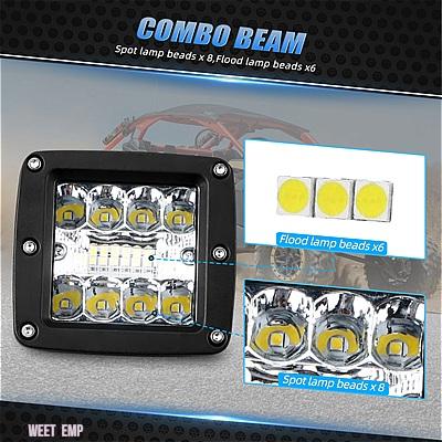 互換品 パーツそ他 POLARIS RZR XP 1000 EPS 2017-2021 2019 2 個リアワークライト 取り付けブラケット配線ハーネス付き UTV バックアップライト LED_3