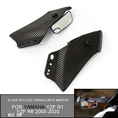 互換品 ZF R1 2000-2020 汎用バイクサイドウイングフェアリングスポイラーフランクスポイラーフェアリング ヤマハ ミラー付き | ブランド登録なし