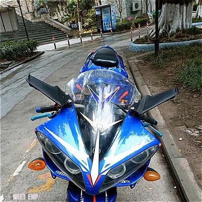 互換品 ZF R1 2000-2020 汎用バイクサイドウイングフェアリングスポイラーフランクスポイラーフェアリング ヤマハ ミラー付き | ブランド登録なし | 07