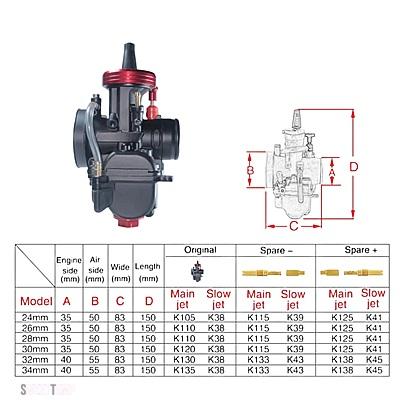 互換品 CNC PWK 24 26 28 30 32 34 SU ZU KI 2T 4T 部品 ホンダ バイクキャブレター汎用 エンジンスクーターモトクロス MMブラックペイント_9