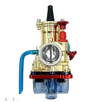 互換品 PWK28 30 32 34MM ヤマハ ジョグ ピットバイク バイク アクセサリー 電着ゴールド高速キャブレター ブルークリアオイルパン_6