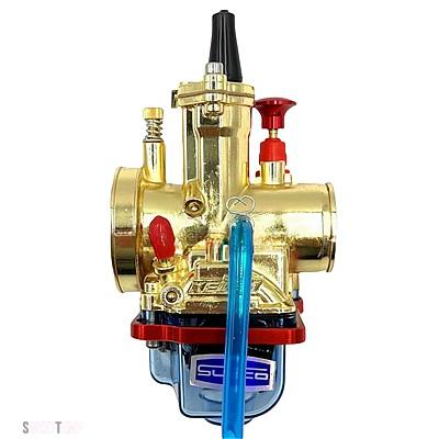 互換品 PWK28 30 32 34MM ヤマハ ジョグ ピットバイク バイク アクセサリー 電着ゴールド高速キャブレター ブルークリアオイルパン_8