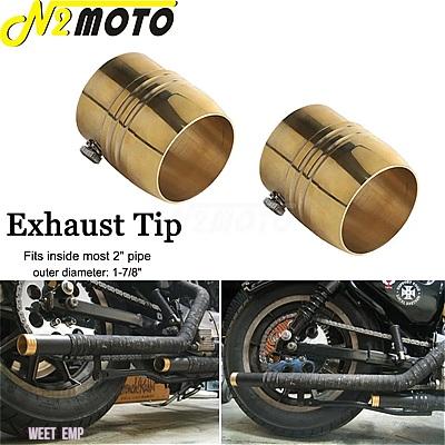互換品 ハーレー ソリッドブラス ドリルドエキゾーストマフラーチップ エンドキャップ 1-7/8インチ 2インチパイプ スポーツスター チョッパー カフェレ