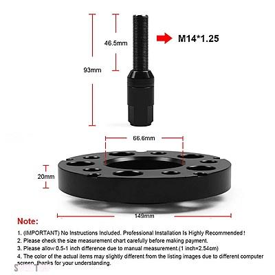 互換品 BMW 20MM 66.6MM 5X112MM ハブセントリックボアホイールスペーサー M14X1.25 テーパーボルト X5 G05 X7 G07 2018+ / ミニ ボールボルト付き