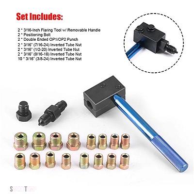 互換品 パーツそ他 3/16インチ ブレーキライン ダブルフレアリングツール チューブカッター付き＆3/16インチ X 25' 銅ニッケル合金非磁性ブレーキライン