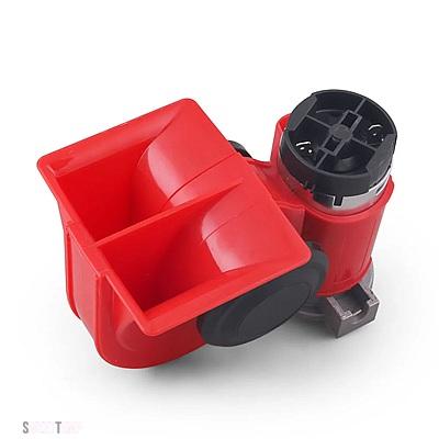 互換品 パーツそ他 12V 115DB 車用エアホーン レッド コンパクト デュアルトーン 電動ポンプ 大音量サイレン 車両 車 バイク トラック 自転車_5