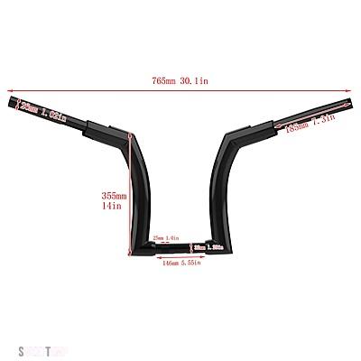 互換品 XL FLHT FLH クランプZ ツーリング ハーレー バイク 12インチ 14インチ 16インチ ハンドルバー 1.25インチ ドラッグハンドルバー_16