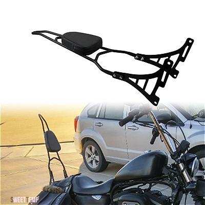 互換品 ハーレー バイク ブラック 取り外し可能助手席バックレスト シーシーバー スポーツスター XL1200R XLH1200 XL883C XL883R XLH883 2004 2005-UP
