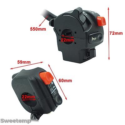 互換品 7/8インチ 22MM バイクホーンボタン ウィンカー 電動フォグランプ ライト スタート ハンドルバー コントローラー スイッチ 2個_3