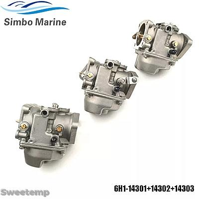 ブランド登録なし - 取り替えっこ品 ヤマハ 2打つこと 90HP 1984 6H1-14301-04 6H1-14302-02 6H1-14303-05用 キャブレター協議会3個仕掛ける